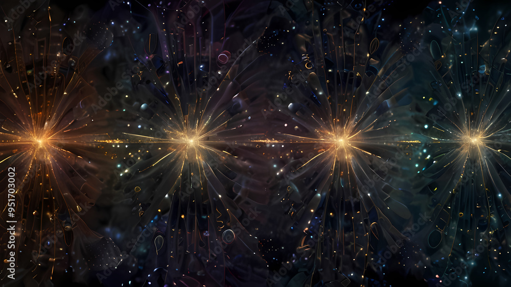 Fototapeta premium A swirling vortex of shimmering lights and dark shadows, where mystical symbols float in an ethereal haze, evoking the mysterious energy of ancient magic