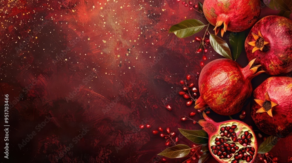rosh hashanah background with ripe pomegranates traditional jewish new year symbols rosh hashanah background with ripe pomegranates traditional jewish new year symbols