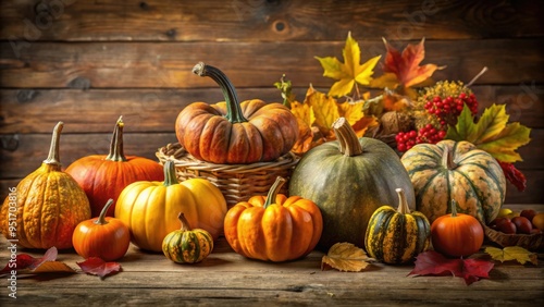 Autumn still life featuring various pumpkins, gourds, and fall foliage , pumpkins, gourds, autumn, fall, harvest