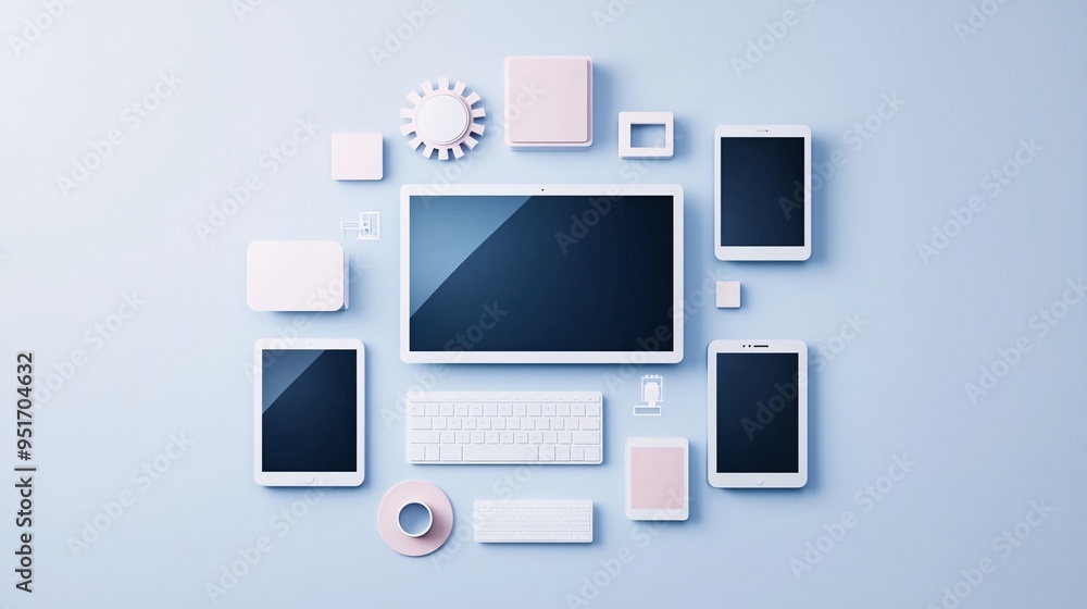 Responsive website design displayed on multiple devices, cross-platform compatibility, modern web development. Responsive website design displayed on multiple devices, cross-platform compatibility, modern web development.