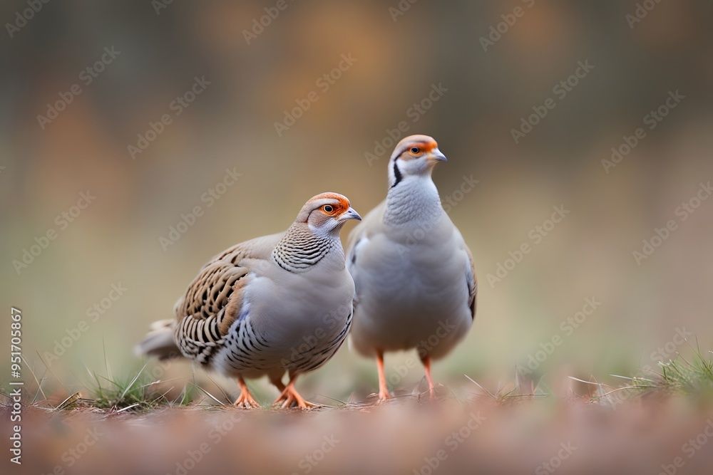 Grey partridge bird lurry nature background, Ai Generated Grey partridge bird lurry nature background, Ai Generated