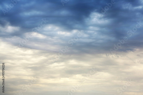 Beautiful sky background - Sunset Sunrise sky with light clouds and real sun. Dramatic twilight sky background