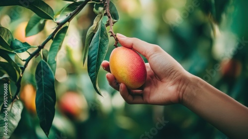 Hand Picking Ripe Mango From Branch