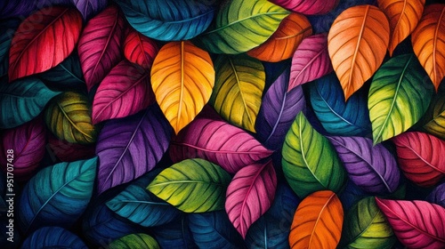 Wallpaper Mural Vibrant leafy abstract in captivating Torontodigital.ca
