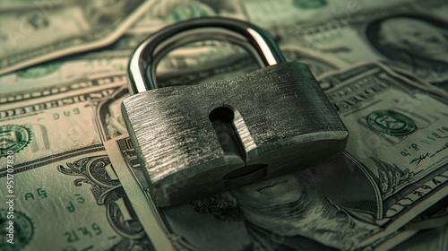 Padlock on Dollar Bills