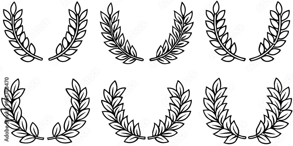 Laurel wreath silhouette vector collection Laurel wreath silhouette vector collection