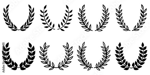 Laurel wreath silhouette vector collection