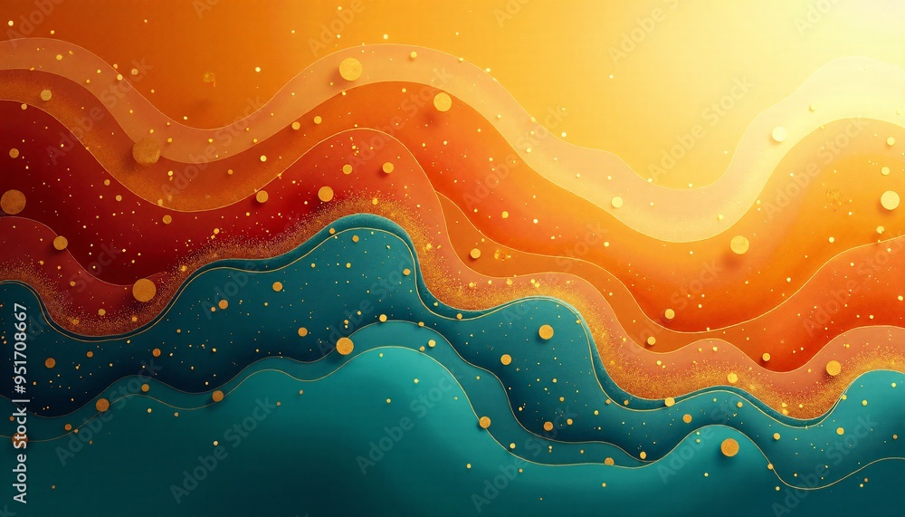 Background with modern abstract styles in vibrant shades of teal and orange reflecting the dynamic energy of Ganesh Chaturthi celebrations Background with modern abstract styles in vibrant shades of teal and orange reflecting the dynamic energy of Ganesh Chaturthi celebrations
