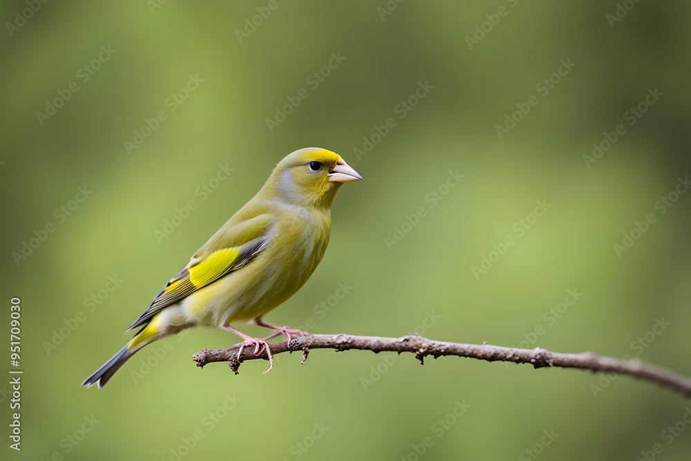 Greenfinch bird blurry nature background, Ai Generated Greenfinch bird blurry nature background, Ai Generated