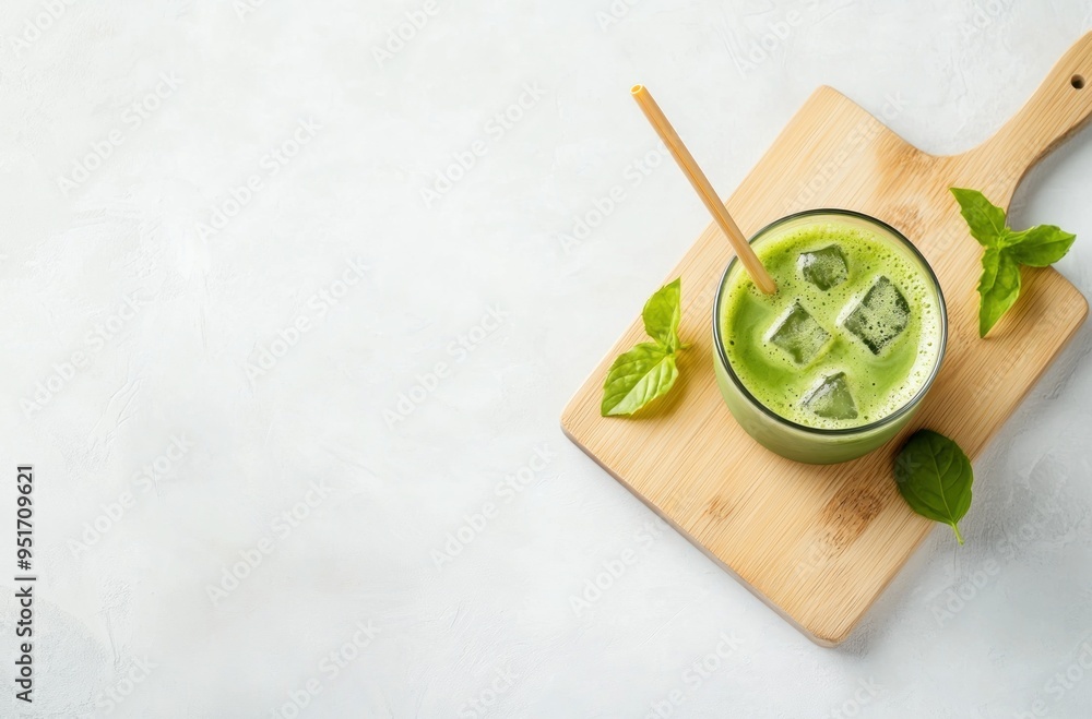 Refreshing Iced Matcha Latte with Basil Refreshing Iced Matcha Latte with Basil