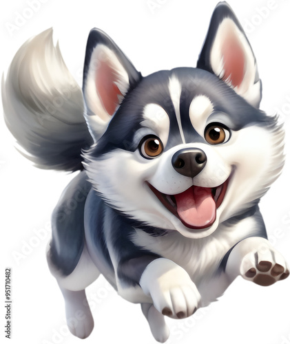 Adorable Siberian Husky Cartoon Clipart for Kids and Designers.