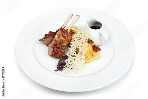 Gourmet Lamb Chops with Beetroot, Cheese, and Sauce