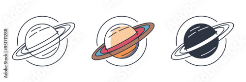Planet Rings icon, Saturn symbol vector illustration isolated on white background