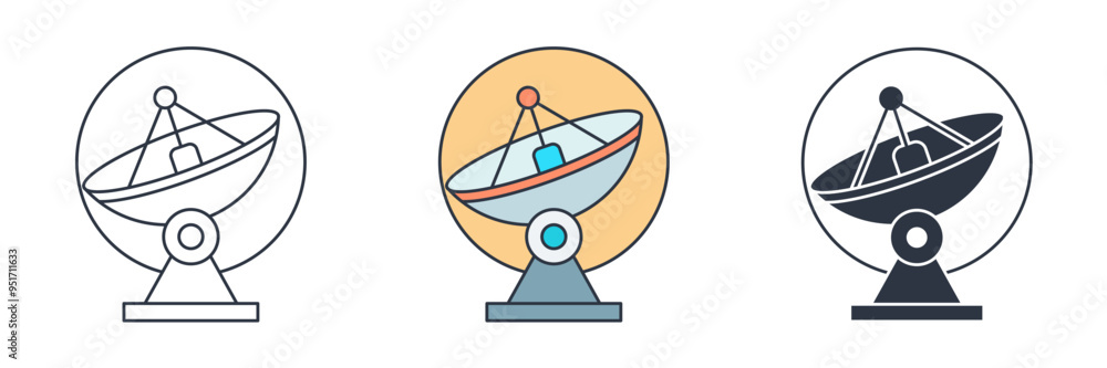 Radio Telescope icon symbol vector illustration isolated on white background Radio Telescope icon symbol vector illustration isolated on white background