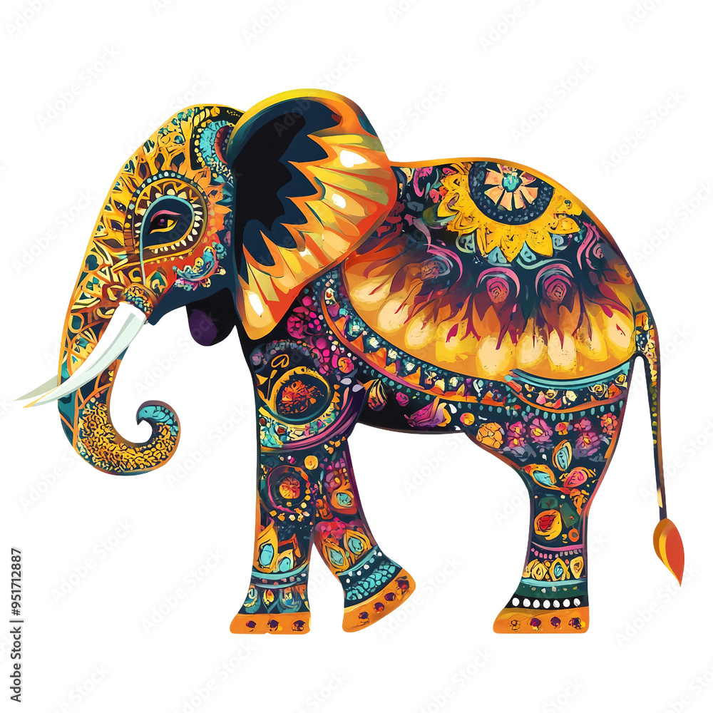 Obraz premium Indian Elephant Mehndi Style Vector Illustration