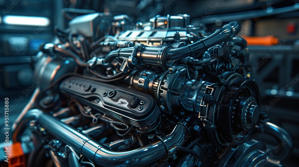 Close-up of a Powerful Car Engine Close-up of a Powerful Car Engine