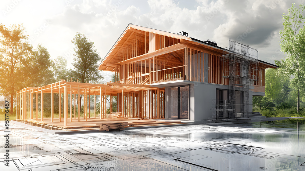 detailed architectural design rendering new house apartment home ...