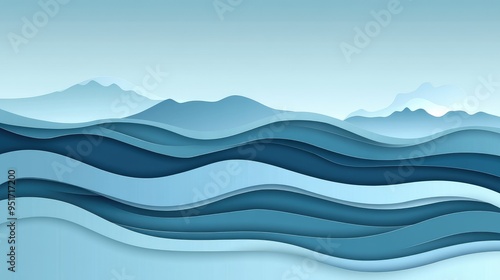 wavy background with paper cut style