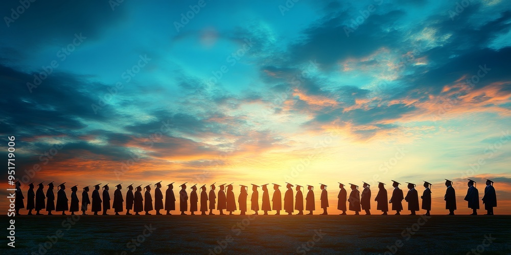 Silhouettes of Graduates: Symbolic Transition from Campus to Career. Minimalist Design for Job Search and Employment Themes. Creative Marketing Background with Elegant Composition for UI, Web, and Gra Silhouettes of Graduates: Symbolic Transition from Campus to Career. Minimalist Design for Job Search and Employment Themes. Creative Marketing Background with Elegant Composition for UI, Web, and Gra