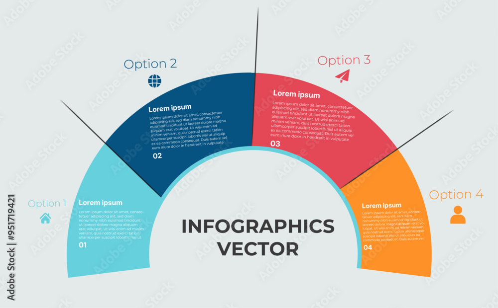 Fototapeta premium Business Infographic design template Vector with 4 successive steps. Four colorful circular elements. Timeline design for brochure, presentation. Infographic design layout