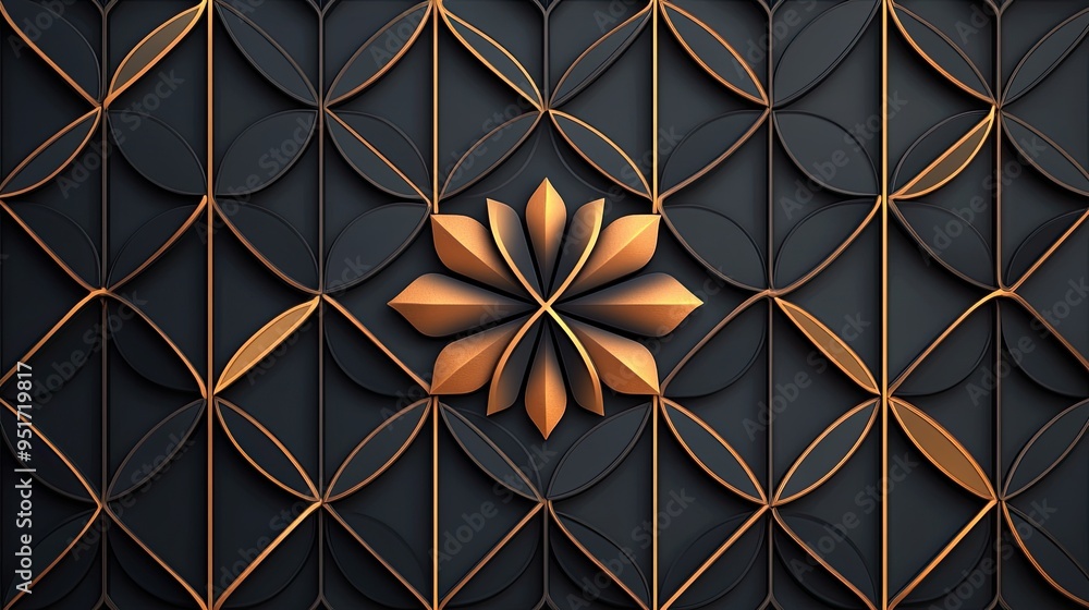 Elegant geometric design featuring a textured background with floral elements in gold and black tones. Elegant geometric design featuring a textured background with floral elements in gold and black tones.