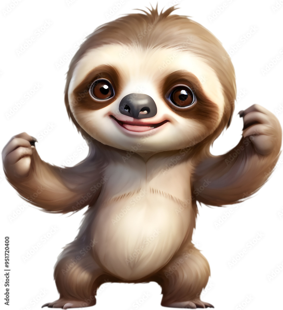 Fototapeta premium Adorable Sloth Cartoon Clipart for Kids and Crafts. 