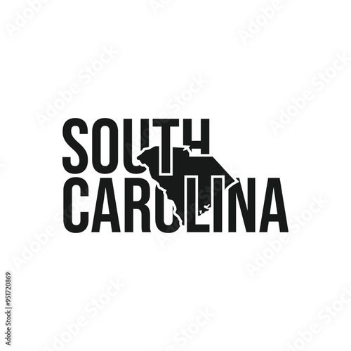 south carolina state symbol, map icon with vector silhouette