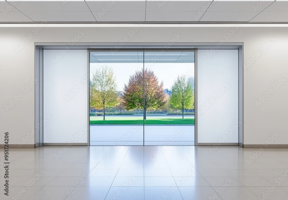 Obraz premium White glass door with office interior view