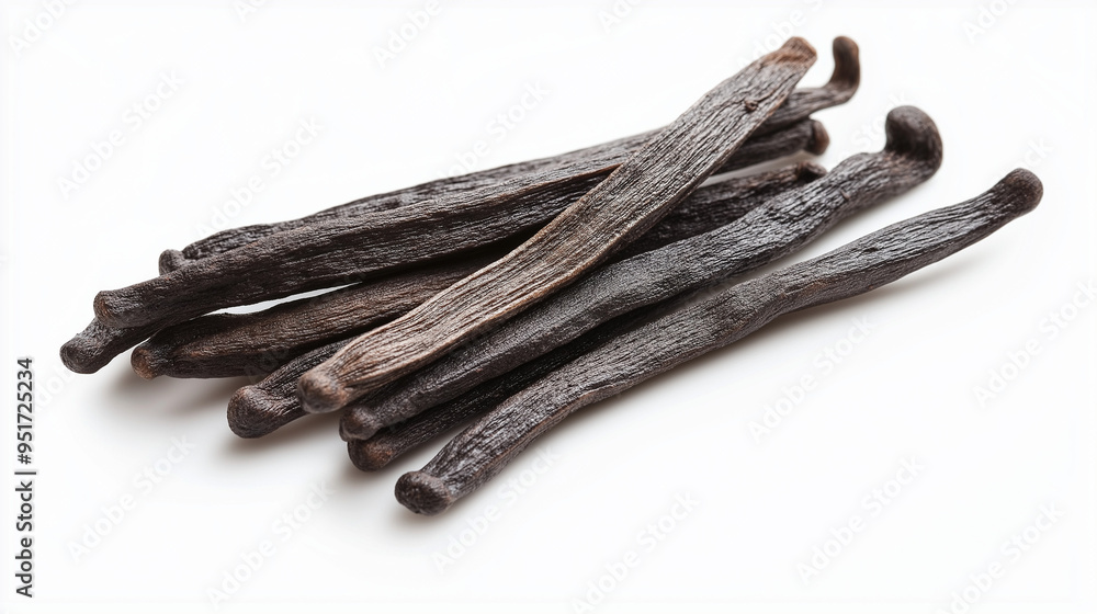 Dry vanilla beans isolated on white background Dry vanilla beans isolated on white background
