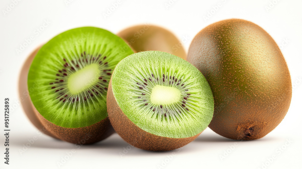 Fresh, juicy kiwi fruits, isolated on a white background. Fresh, juicy kiwi fruits, isolated on a white background.