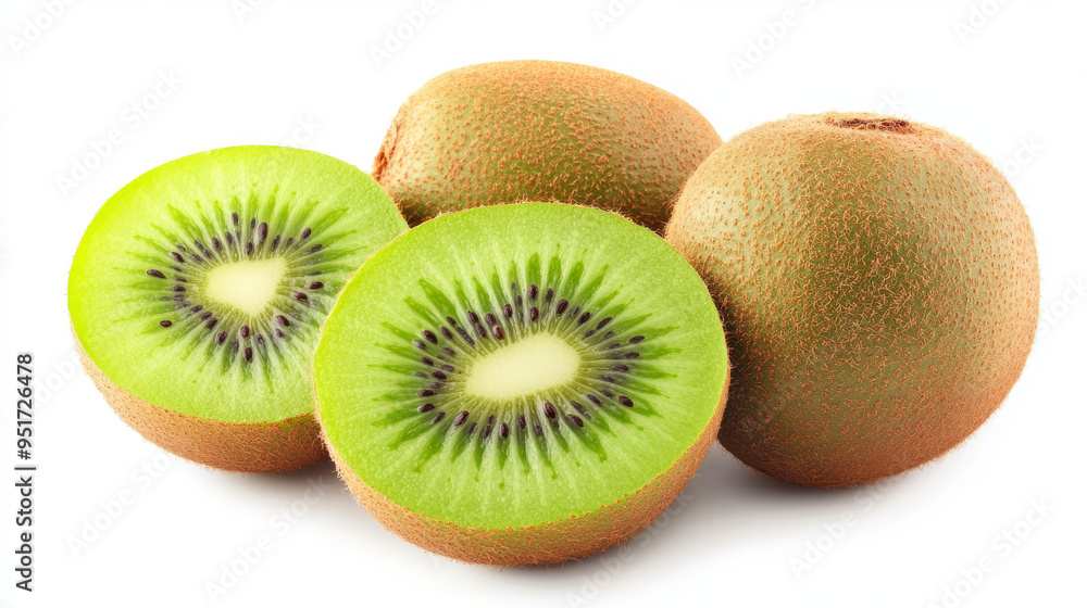 Fresh, juicy kiwi fruits, isolated on a white background. Fresh, juicy kiwi fruits, isolated on a white background.