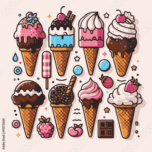 Vibrant Vectors of Ice Cream