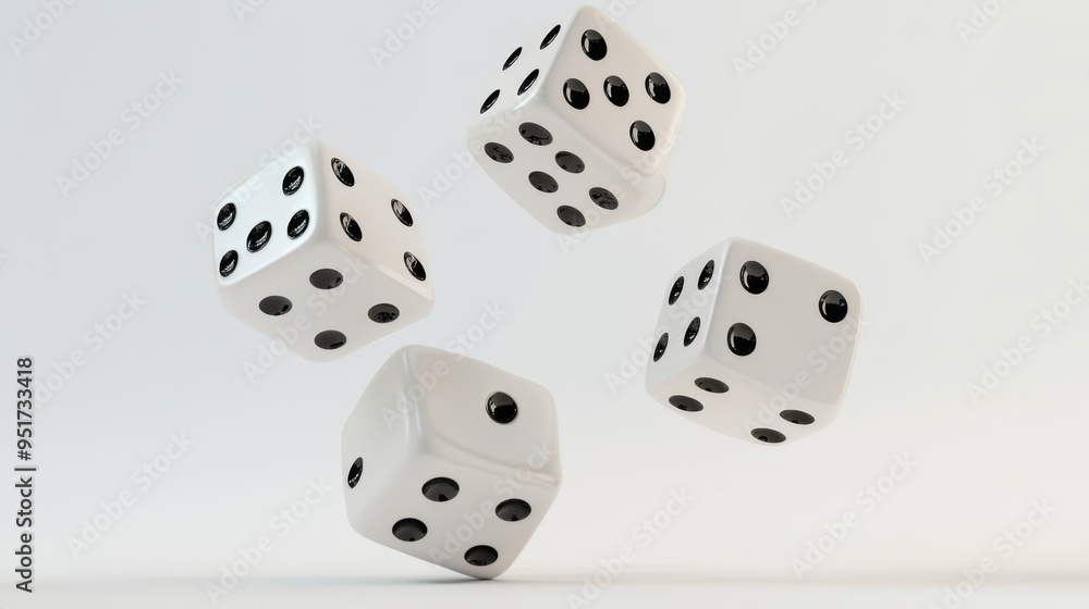 Floating dice, isolated against a white background. Floating dice, isolated against a white background.