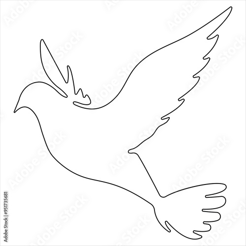 Continuous single line drawing of dove bird vector illustration