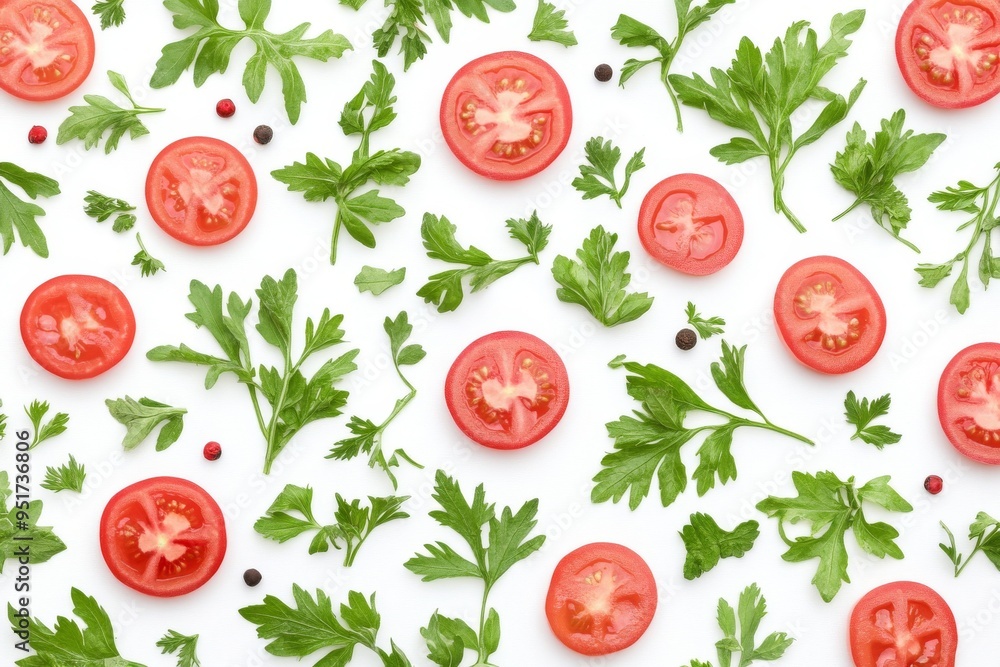 This seamless vegetarian pattern features healthy vegetables and fresh green food on a white background. It is a repeatable texture design with different organic vegetables that can be used in This seamless vegetarian pattern features healthy vegetables and fresh green food on a white background. It is a repeatable texture design with different organic vegetables that can be used in