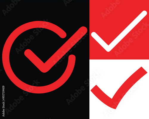 Checkmark icon. Checkmark vector set. tick and cross. red check mark. Adobe vector. EPS 10.