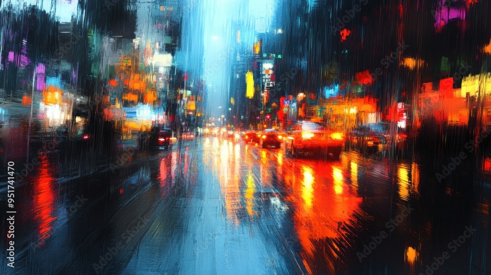Rainy Night Cityscape Rainy Night Cityscape