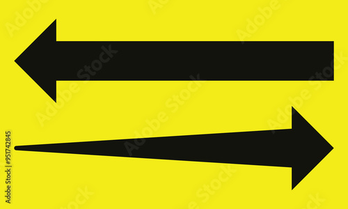 Black arrow pointing right and left . Arrow shape icon element . Black large forward or right pointing solid long arrow icon sketched as vector symbol. Long arrow vector icon. Eps 10.