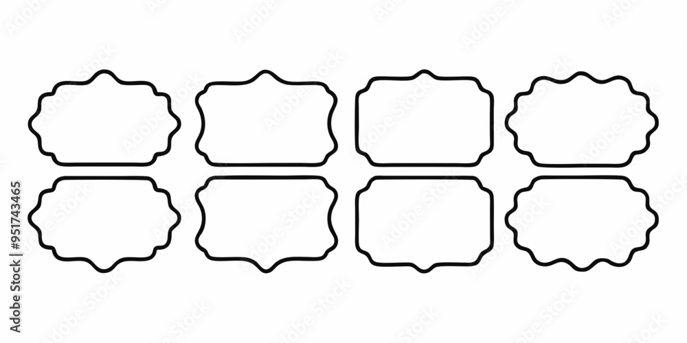 Obraz premium Set of rectangle frames with wavy edge on white background