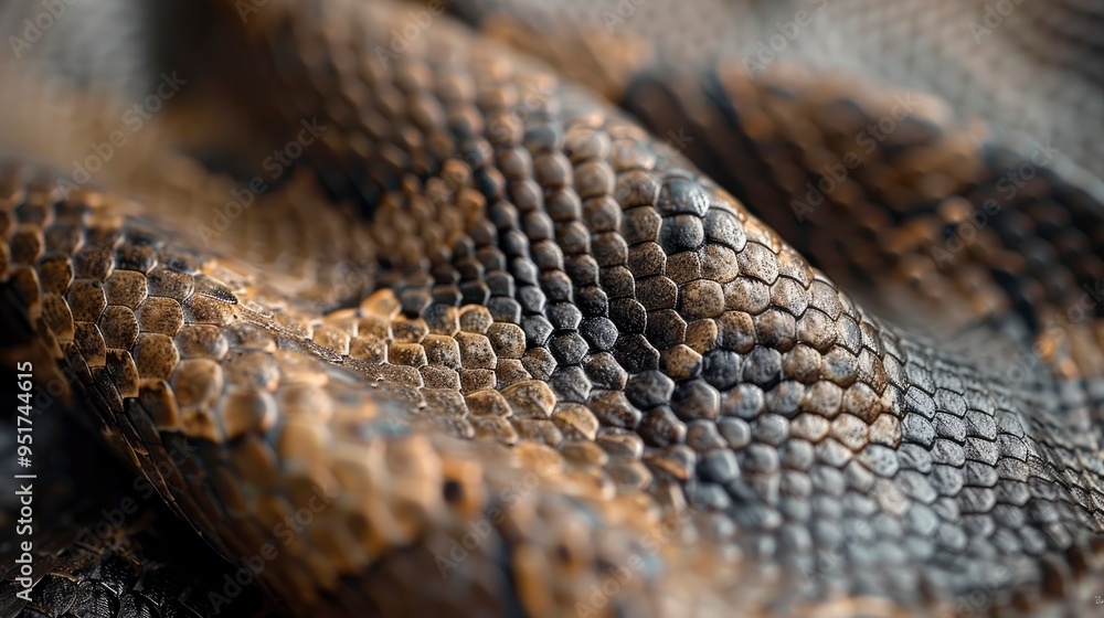 Detailed image of a snake's skin, revealing the scales and unique texture. The image captures the exotic and intricate design of the skin. Detailed image of a snake's skin, revealing the scales and unique texture. The image captures the exotic and intricate design of the skin.