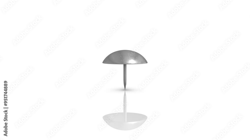 3D Thumb Tack Animation on a Reflective Floor. Steel Thumb Tack Icon 3D. 4K 3D Thumb Tack Animation on a Reflective Floor. Steel Thumb Tack Icon 3D. 4K