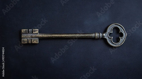 Vintage Key on Black Background