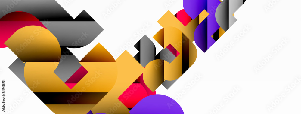 Obraz premium Abstract background. Colorful geometric curve shapes with black shadow lines effects