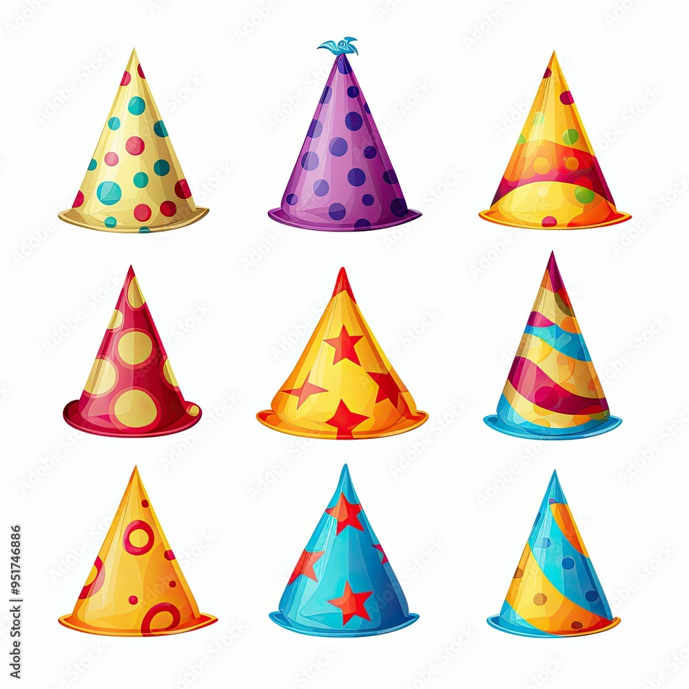 Party hats collections on white background Party hats collections on white background