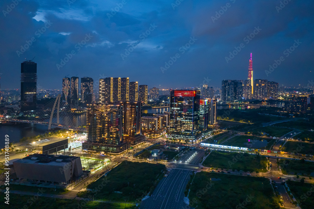 Obraz premium Sunset in Ho Chi Minh City, Vietnam. Photo taken on 2nd September, 2024.