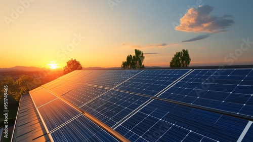 Wallpaper Mural Building equipped with solar panels generating renewable energy from sunlight Torontodigital.ca