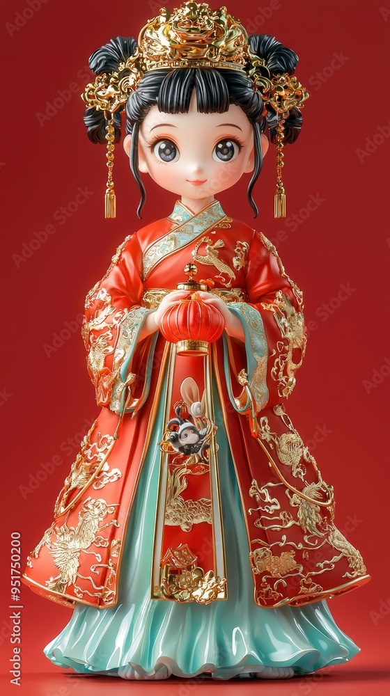 Traditional Chinese Doll in Red and Gold Dress Traditional Chinese Doll in Red and Gold Dress