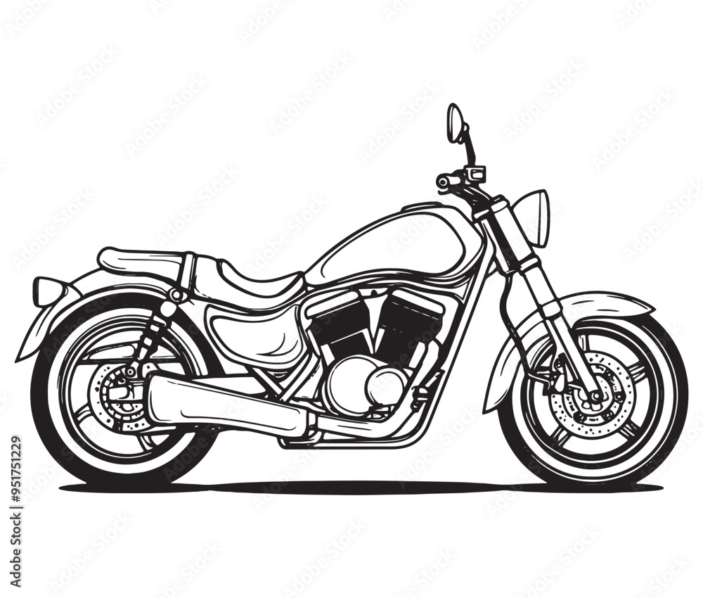 Fototapeta premium Black and white coloring book motorcycle isolated on white background