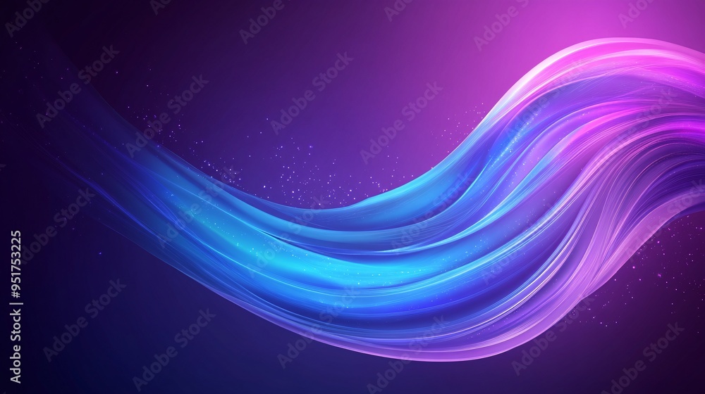 Fototapeta premium Soft flowing waves of blue and purple light creating a serene and dreamlike atmosphere.
