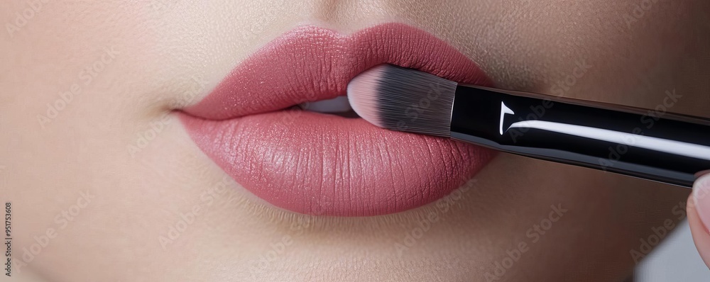 Obraz premium make up cosmetics application highlighter technique